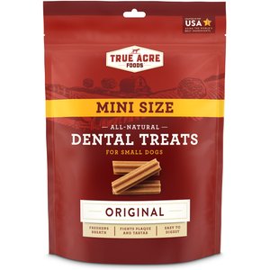 True Acre Foods All-Natural Dental Chew Sticks Mini Original Flavor Dental Dog Treats, 58 count