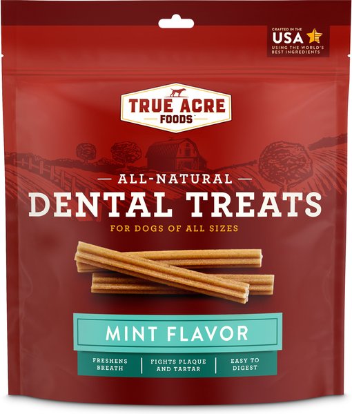 True Acre Foods All-Natural Dental Chew Sticks Mint Flavor Dental Dog Chews, 32 count slide 1 of 8