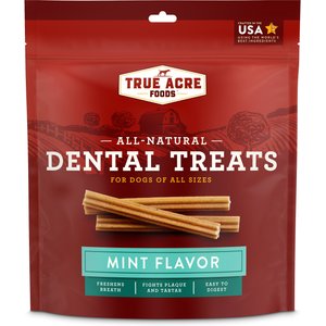True Acre Foods All-Natural Dental Chew Sticks Mint Flavor Dental Dog Chews, 32 count