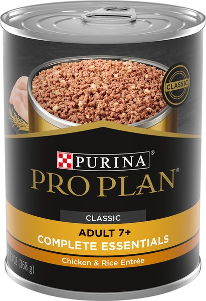 Purina Pro Plan Adult 7+ Complete Essentials Chicken & Rice Entree Wet Dog Food, 13-oz can, case of 12 slide 1 of 8