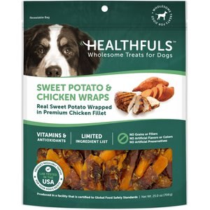RUFFIN' IT Healthfuls Sweet Potato & Chicken Wraps Grain-Free Dehydrated Dog Treats, 25-oz bag