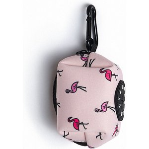 Lil Monster Pets Neoprene Dog Poop Bag Holder, Flamingo