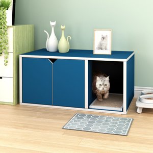 Way Basics zBoard Paperboard Modern Enclosed Cat Litter Box, Blue