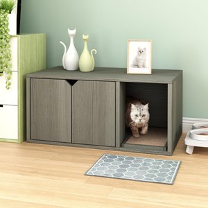 Way Basics zBoard Paperboard Modern Enclosed Cat Litter Box, Grey
