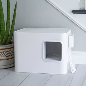 Meowy Studio Loo Enclosed Cat Litter Box Concealment, Cloud White