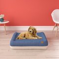 Pup Pup Kitty Plush Orthopedic Bolster Cat & Dog Bed w/Removable Cover, Blue/Beige, Medium
