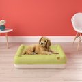 Pup Pup Kitty Plush Orthopedic Bolster Cat & Dog Bed w/Removable Cover, Green/Beige, Medium