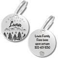 PawFurEver Circle Personalized Dog ID Tag, Silver, Darknight