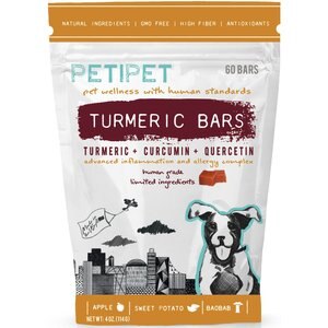PETIPET Turmeric Bars Inflammation & Allergy Complex Plant Based Dog Supplement, 60 count