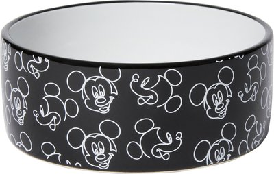 Disney Mickey Mouse Black & White No-Skid Ceramic Dog & Cat Bowl