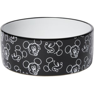 Disney Mickey Mouse Black & White Non-Skid Ceramic Dog & Cat Bowl, 1.5 cups