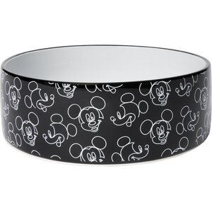 Disney Mickey Mouse Black & White Non-Skid Ceramic Dog Bowl, 8 cups