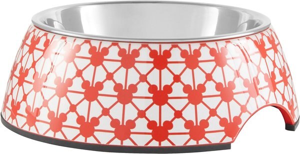 Disney Mickey Mouse Non-Skid Red Deco Non-Skid Stainless Steel with Melamine Stand Dog & Cat Bowl, 1.75 cups slide 1 of 6