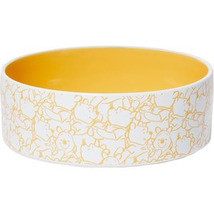 Disney Winnie the Pooh Non-Skid Ceramic Dog Bowl, Yellow, 5 cups