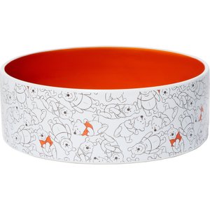 Disney Winnie the Pooh Non-Skid Ceramic Dog Bowl, Orange, 8 cups