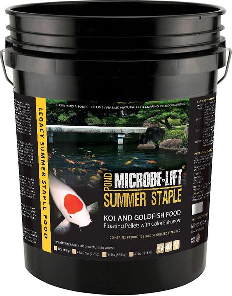 Microbe-Lift Legacy Summer Staple Floating Pellets with Color Enhancer Koi & Goldfish Food, 14-lb bucket slide 1 of 5