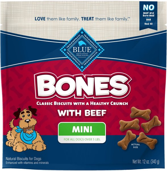 Blue Buffalo Bones Classic Biscuits Beef Mini Dog Treats, 12-oz bag slide 1 of 6