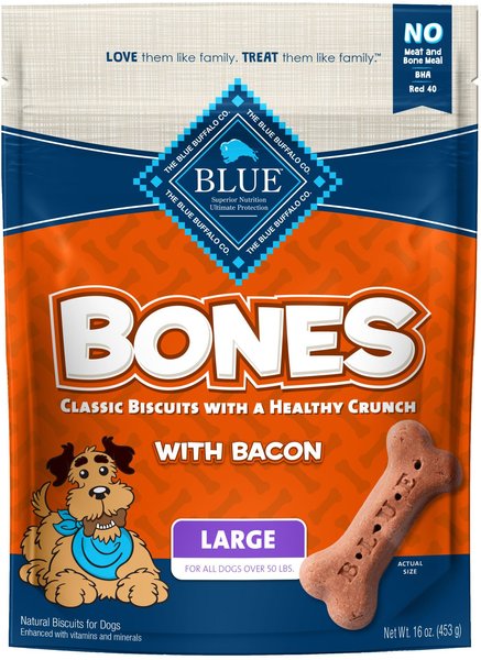 Blue Buffalo Bones Classic Biscuits Bacon Large Dog Treats, 16-oz bag slide 1 of 6
