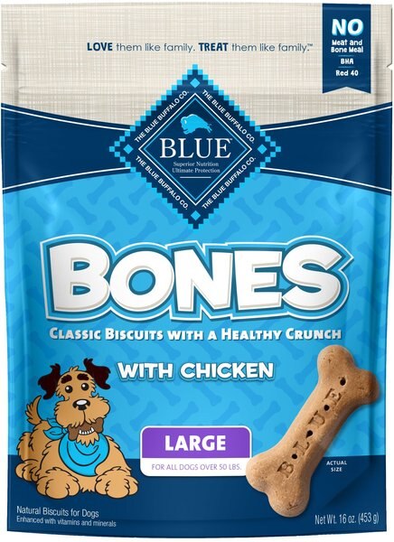 Blue Buffalo Bones Classic Biscuits Chicken Large Dog Treats, 16-oz bag slide 1 of 6