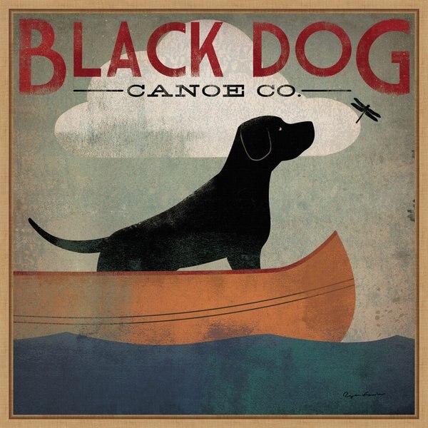 Amanti Art Black Dog Canoe Co. by Ryan Fowler Framed Canvas Art, Maple slide 1 of 7