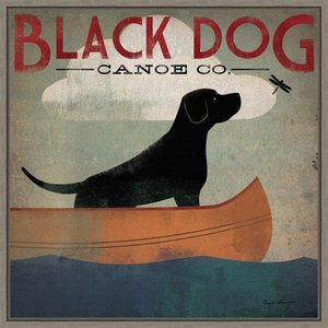 Amanti Art Black Dog Canoe Co. by Ryan Fowler Framed Canvas Art, Greywash