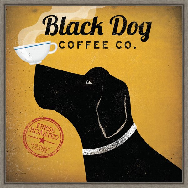 Amanti Art Black Dog Coffee Co. by Ryan Fowler Framed Canvas Art, Greywash slide 1 of 8