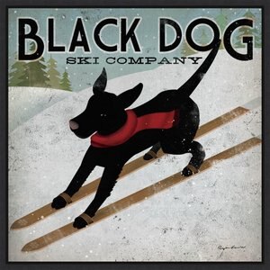 Amanti Art Black Dog Ski Company by Ryan Fowler Framed Canvas Art, Black