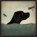 Amanti Art Black Dog Swim by Ryan Fowler Framed Canvas Art, Black