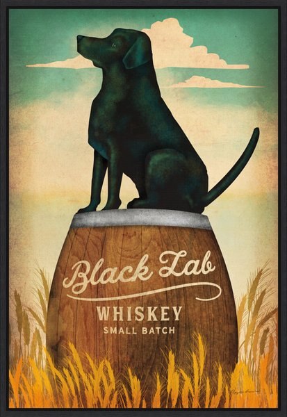 Amanti Art Black Lab Whiskey by Ryan Fowler Framed Canvas Art, Black slide 1 of 9