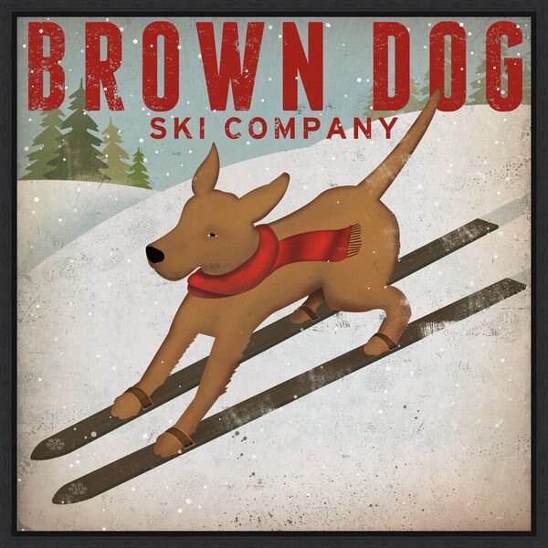 Amanti Art Brown Dog Ski Company by Ryan Fowler Framed Canvas Art, Black slide 1 of 9
