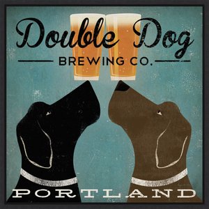 Amanti Art Double Dog Brewing Co. by Ryan Fowler Framed Canvas Art, Black