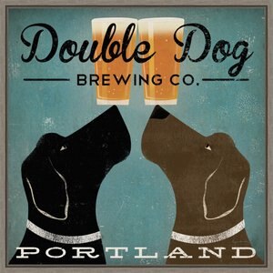 Amanti Art Double Dog Brewing Co. by Ryan Fowler Framed Canvas Art, Greywash