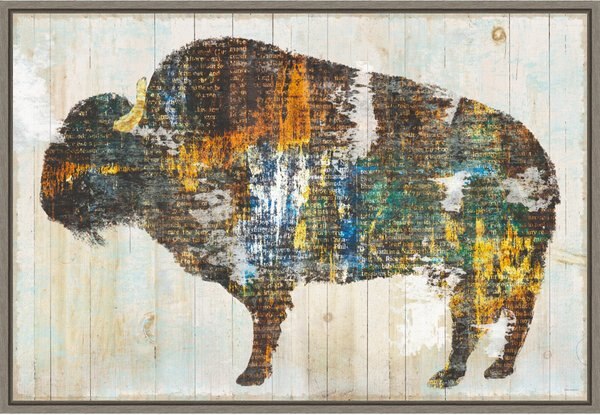 Amanti Art Free Spirit II Buffalo by Sue Schlabach Framed Canvas Art, Greywash slide 1 of 8