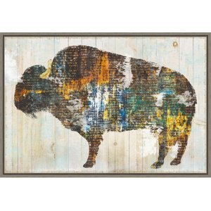 Amanti Art Free Spirit II Buffalo by Sue Schlabach Framed Canvas Art, Greywash