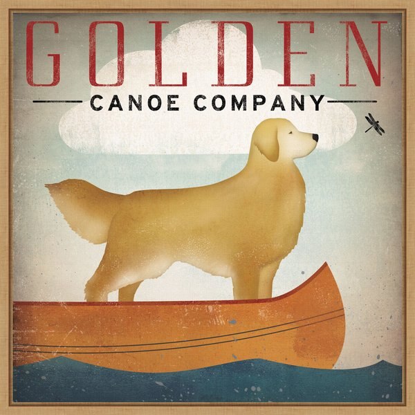 Amanti Art Golden Dog Canoe Company Right Face by Ryan Fowler Framed Canvas Art, Maple slide 1 of 9