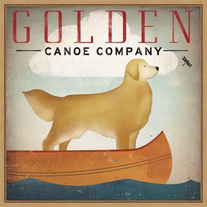 Amanti Art Golden Dog Canoe Company Right Face by Ryan Fowler Framed Canvas Art, Maple