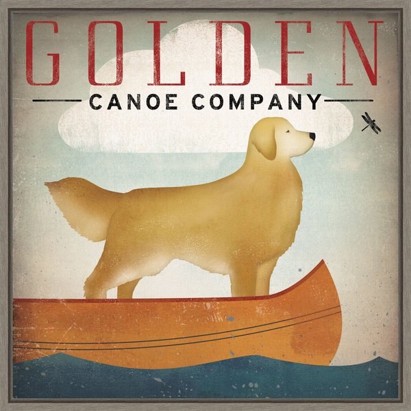 Amanti Art Golden Dog Canoe Company Right Face by Ryan Fowler Framed Canvas Art, Greywash slide 1 of 9