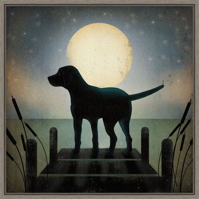 Amanti Art Moonrise Black Dog by Ryan Fowler Framed Canvas Art, slide 1 of 1
