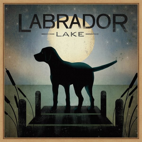 Amanti Art Moonrise Black Dog Labrador Lake by Ryan Fowler Framed Canvas Art, Maple slide 1 of 9