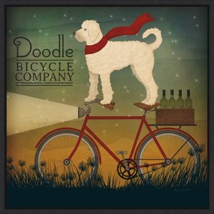Amanti Art Doodle Bicycle Company by Ryan Fowler Framed Canvas Art, Black