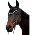 Equine Couture Horse Fly Bonnet With Silver Rope & Crystals, Black, Full