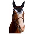 Equine Couture Horse Fly Bonnet With Silver Lurex, Black/White, Full