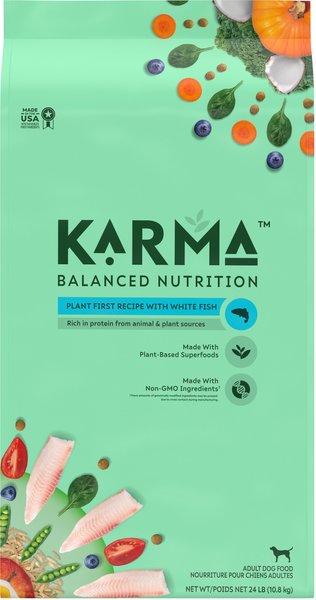 Karma Balanced Nutrition Plant First Recipe with White Fish Adult Dry Dog Food, 24-lb bag slide 1 of 9