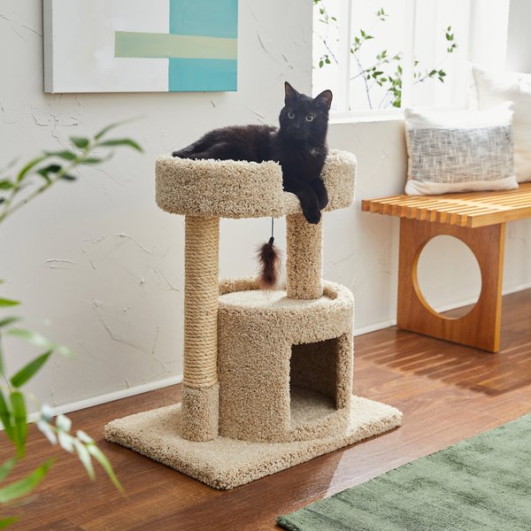 Frisco 27-in Real Carpet Cat Tree with Condo and Oval Perch, Beige slide 1 of 5