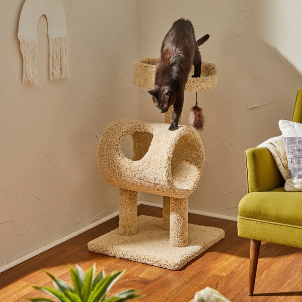 Frisco 35-in Real Carpet Cat Tree with Tunnel, Beige slide 1 of 5