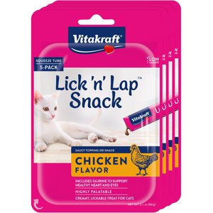 Vitakraft Lick 'n' Lap Snack Chicken Flavor Cat Lickable Treats, 0.42-oz tube, case of 20