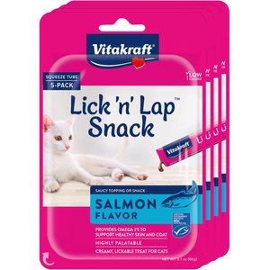 Vitakraft Lick 'n' Lap Snack Salmon Flavor Cat Lickable Treats, 0.42-oz tube, case of 20