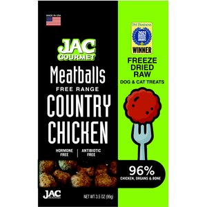 JAC Pet Nutrition Meatballs Free Range Country Chicken Grain-Free Freeze-Dried Raw Dog Treats, 3.5-oz bag