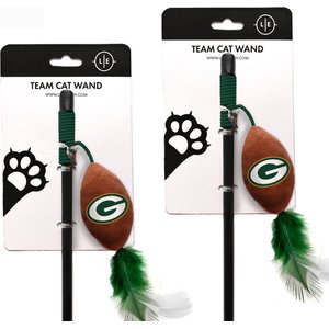 Littlearth NFL Licensed Teaser Wand Cat Toy, 2 count, Green Bay Packers