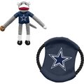 Littlearth NFL Licensed Sock Monkey Dog Tug Toy & Flying Disc, Dallas Cowboys 
